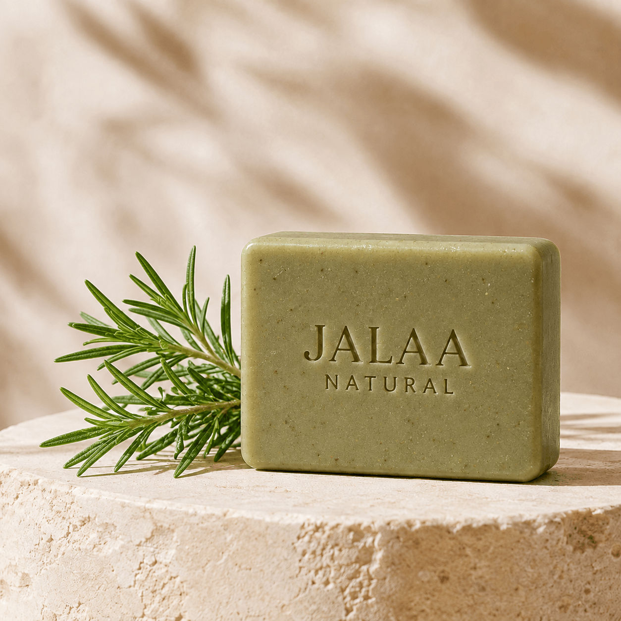 Jalaa Natural Rosemary soap bar with fresh rosemary โ Herbal, green and aromatic.